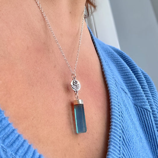 Blue Fluorite Floral Drop Necklace – Elegant Winter Blues Collection by Kinley Jewelry
