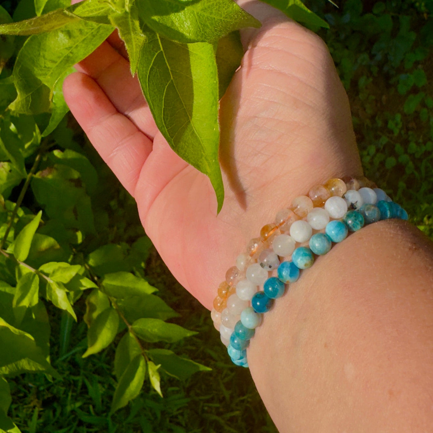 Moonstone Beaded Stretch Bracelet - 6mm Gemstone