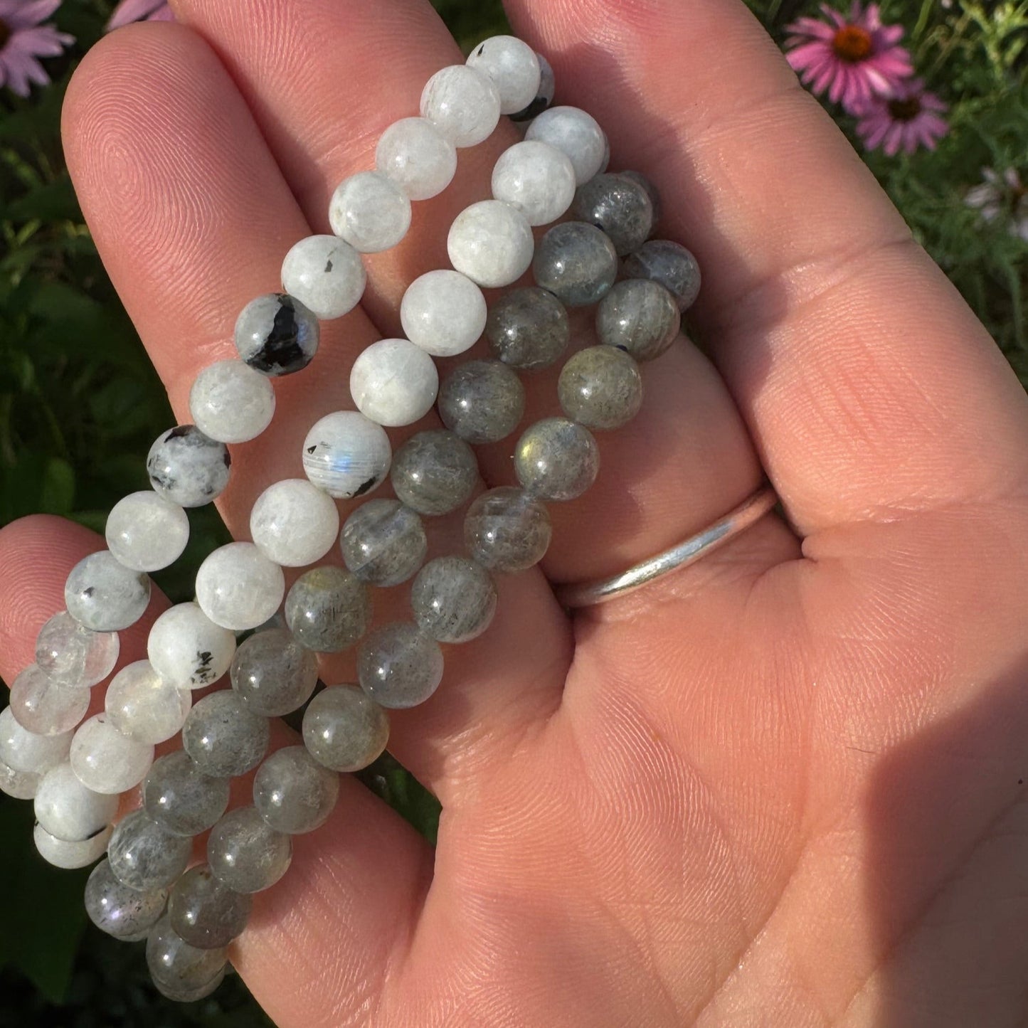 Moonstone Beaded Stretch Bracelet - 6mm Gemstone