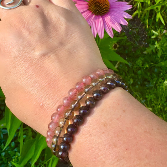 Garnet Beaded Stretch Bracelet - 6mm Gemstone