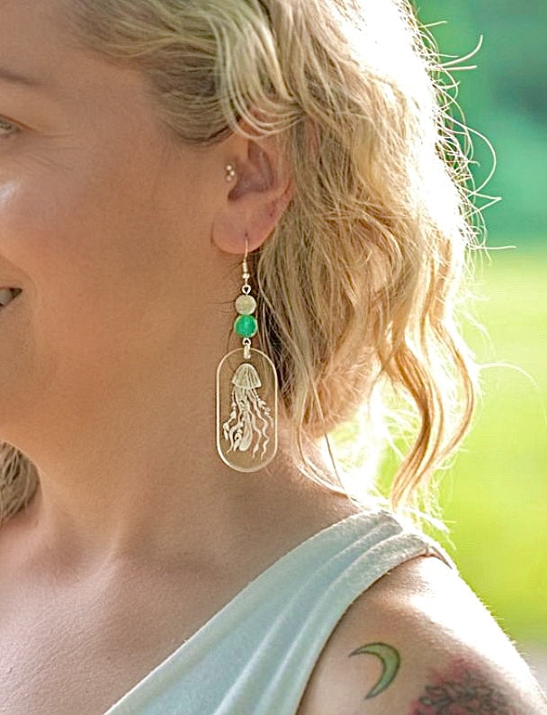 Crystal Clear Acrylic Earrings - Jellyfish