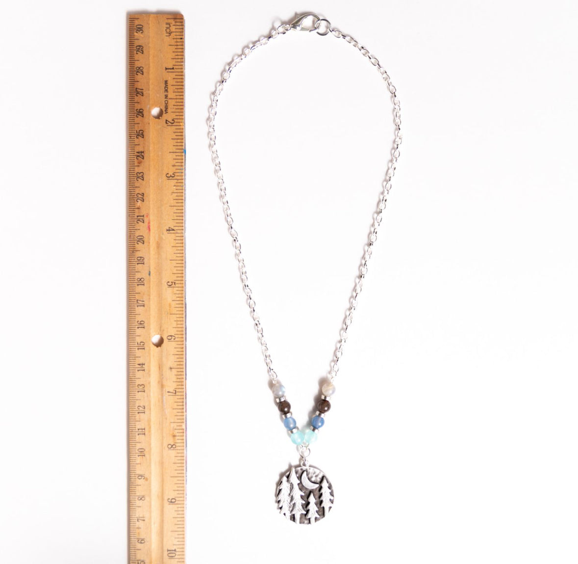 Moonlit Forest Necklace – Handcrafted Jewelry with Icy Blue Gemstones by Kinley Jewelry
