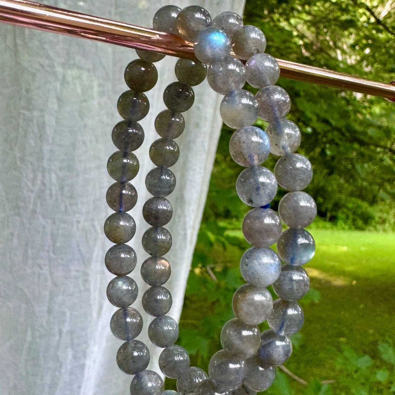 Labradorite Beaded Stretch Bracelet - 6mm Gemstone