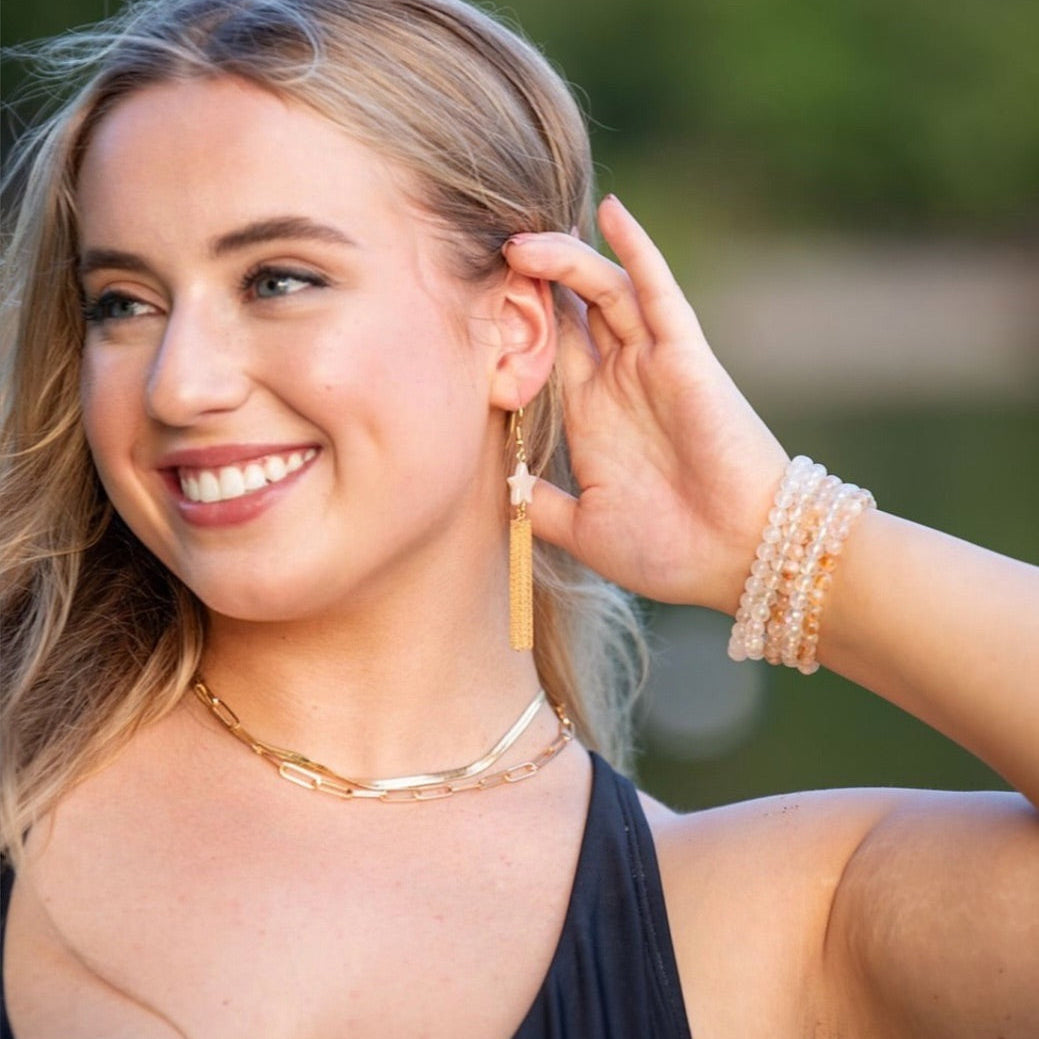 Shimmering Star Dangle Earrings