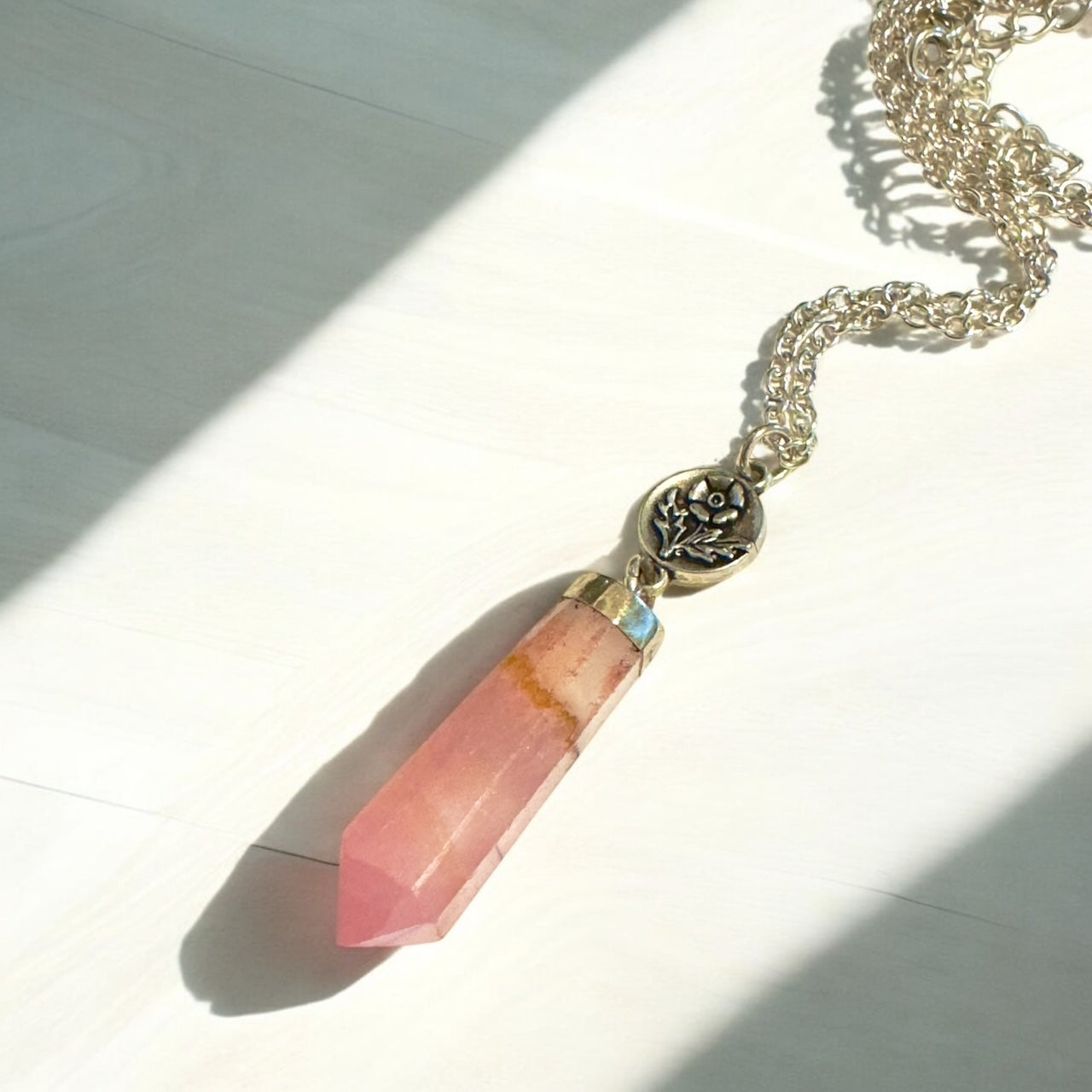Pink Opal Flower Necklace