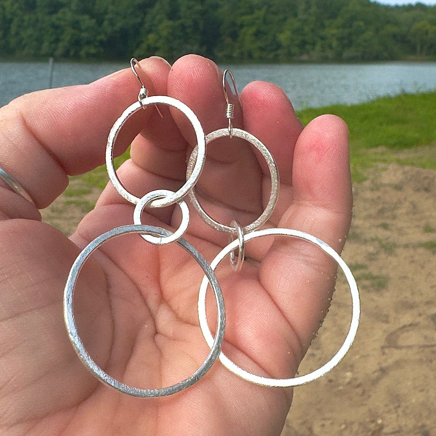 Sand Swept Triple Silver Rings