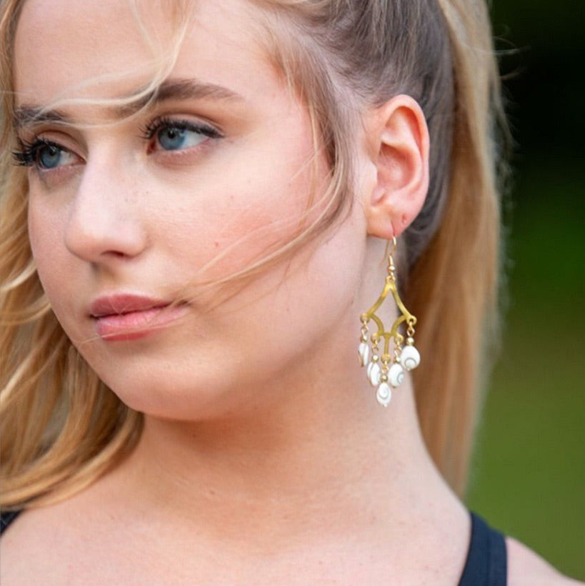 Sea Spiral Chandelier Earrings