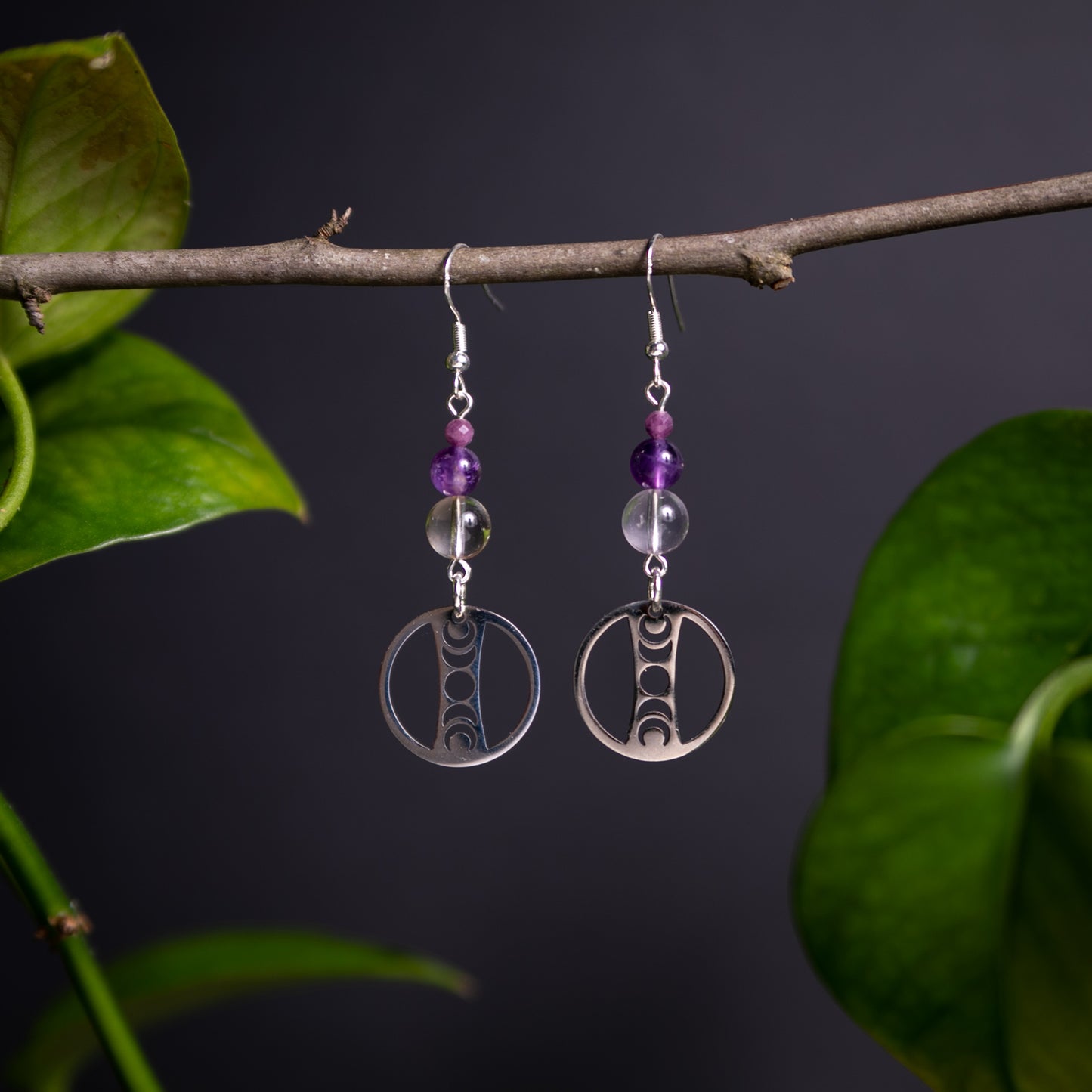 Amethyst Crystal Eclipse Earrings