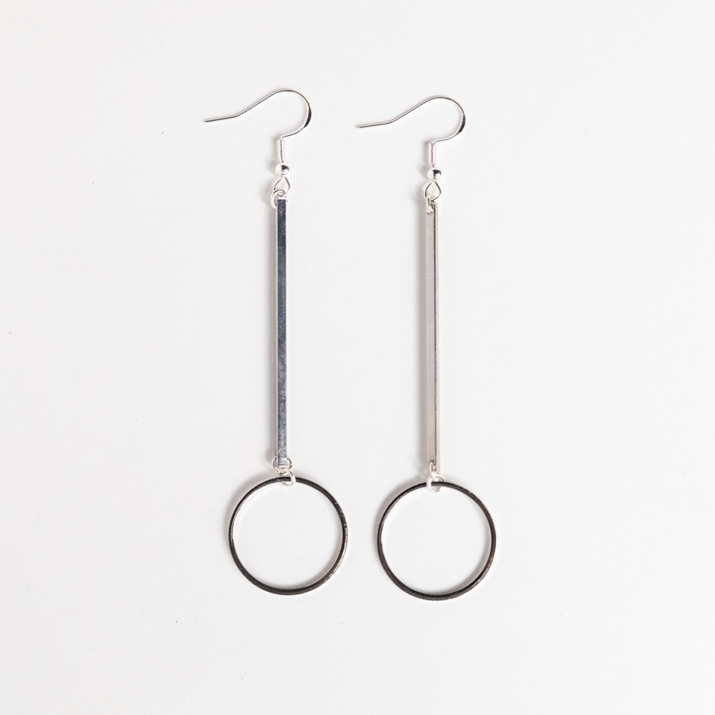 Fine Lines Silver Geometric Dangles