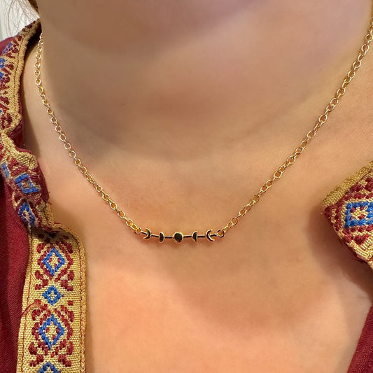 Gold Moon Phases Bar Necklace
