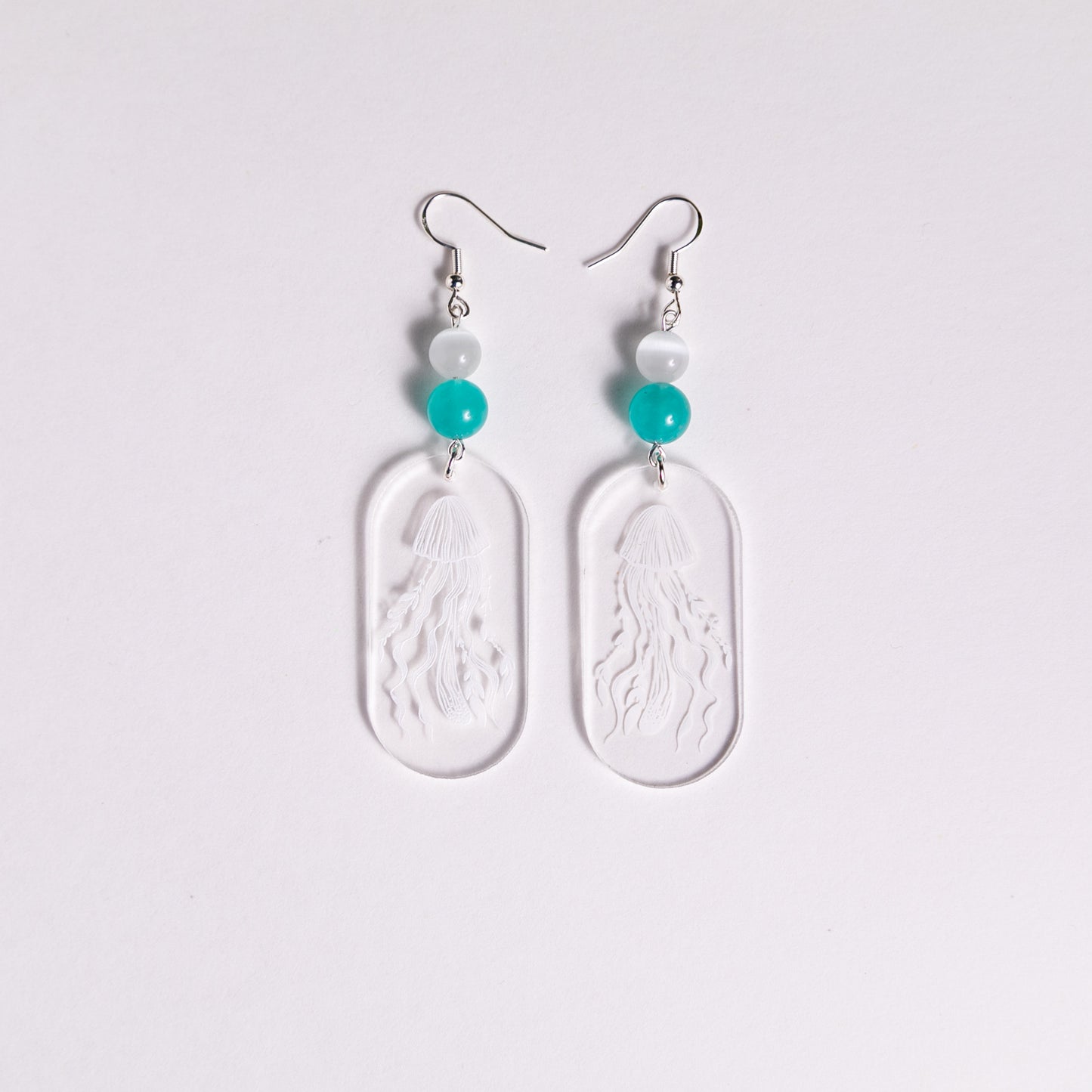 Crystal Clear Etched Jellyfish Acrylic Earrings