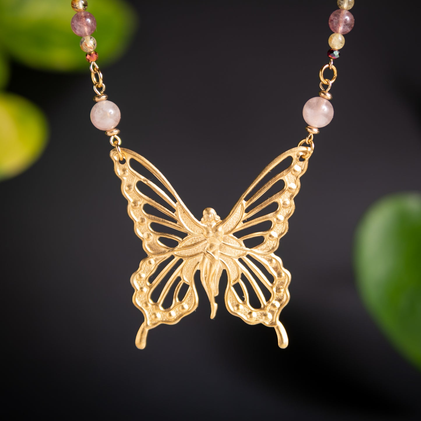 Art Nouveau Butterfly Fairy Necklace