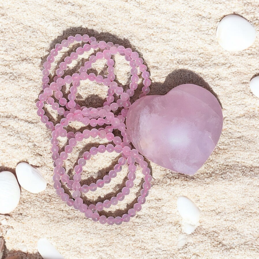 Rose Quartz Beaded Stretch Bracelet - 6mm Gemstones