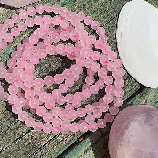 Rose Quartz Beaded Stretch Bracelet - 6mm Gemstones