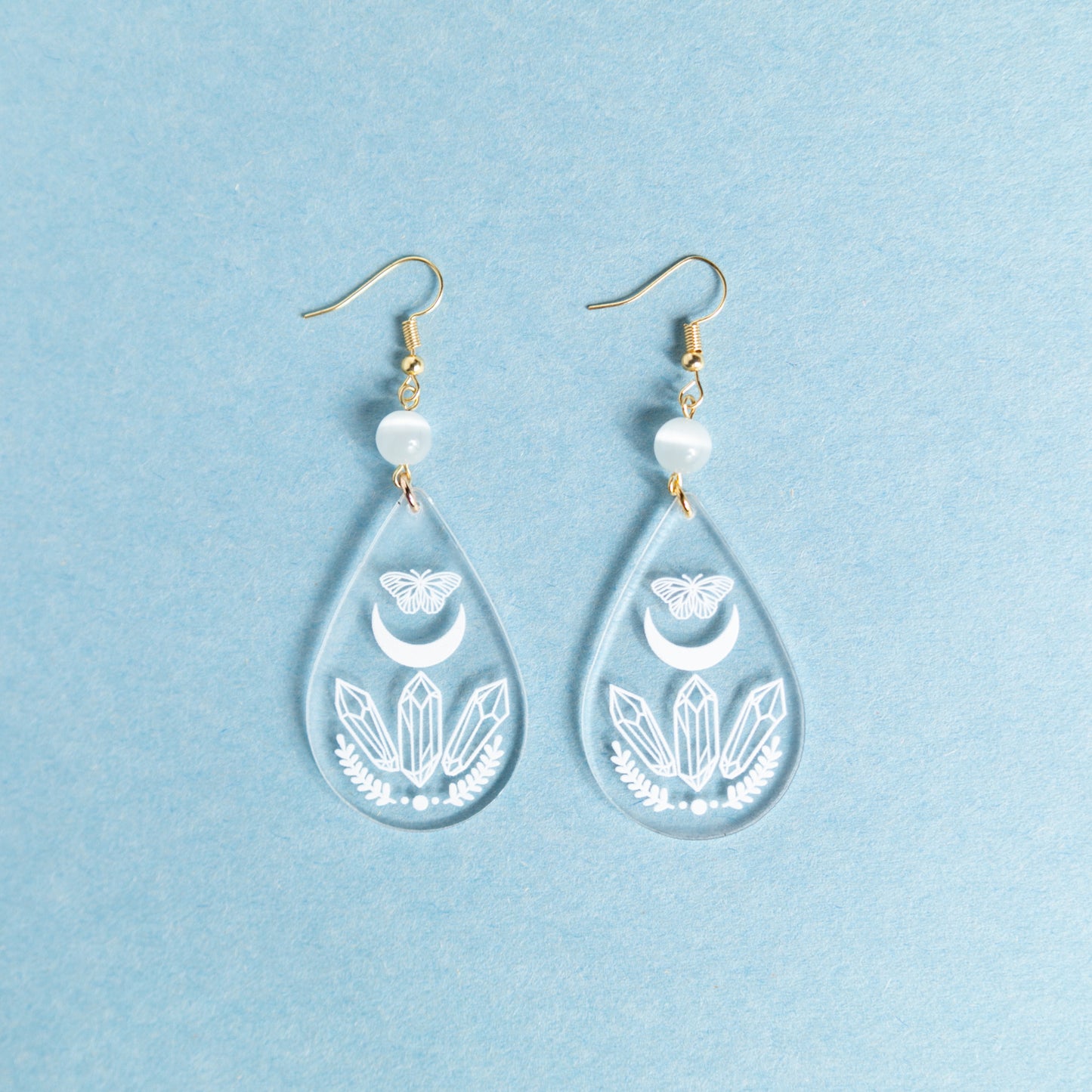 Crystal Clear Acrylic Earrings - Crystal Power