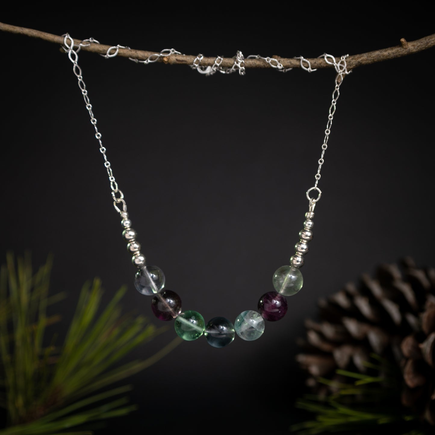 Rainbow Fluorite Bead Necklace