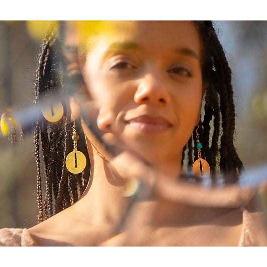 Brass Medallion Dangle Earrings