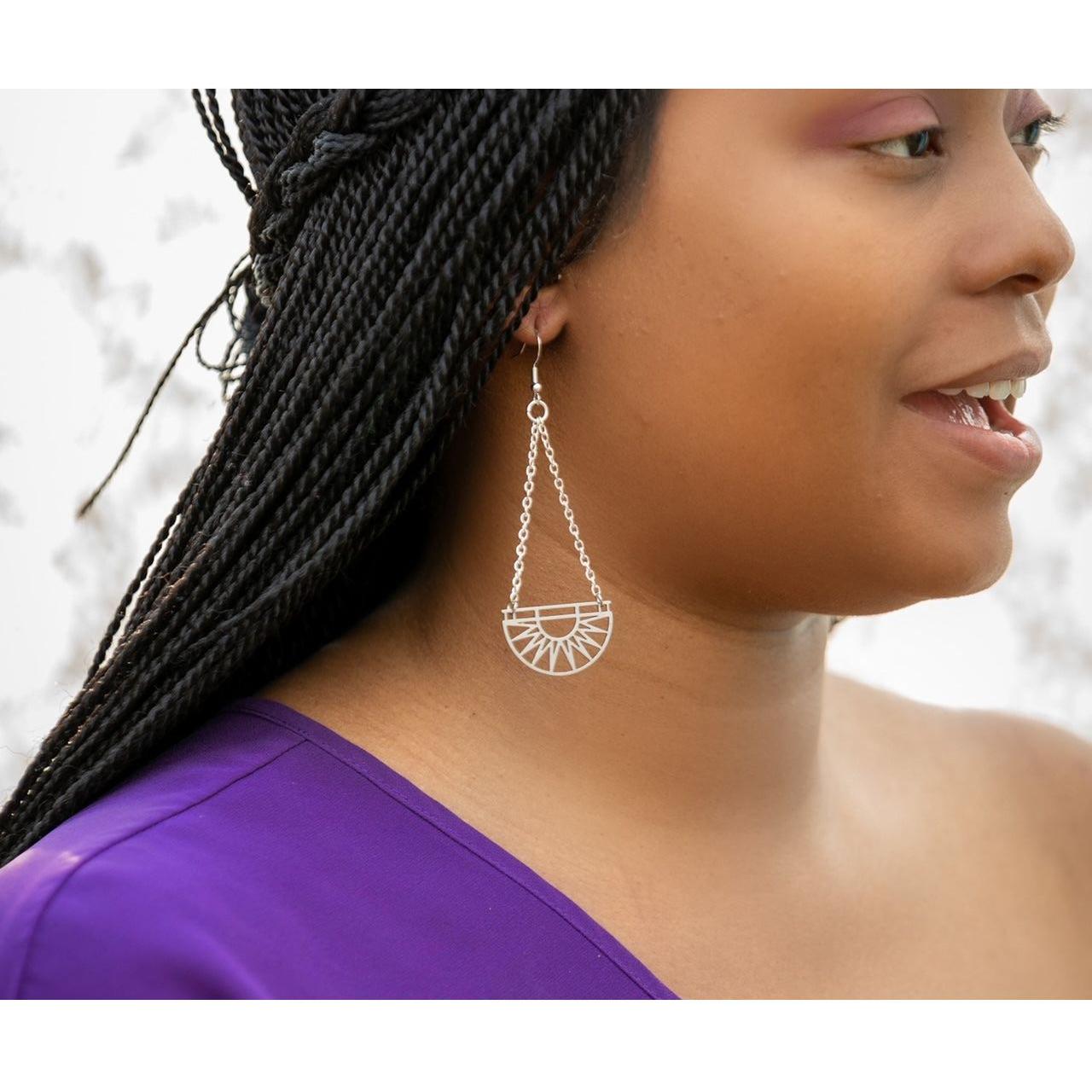 Silver Sun Drop Earrings