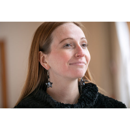 Night Sky Banded Agate Star Earrings