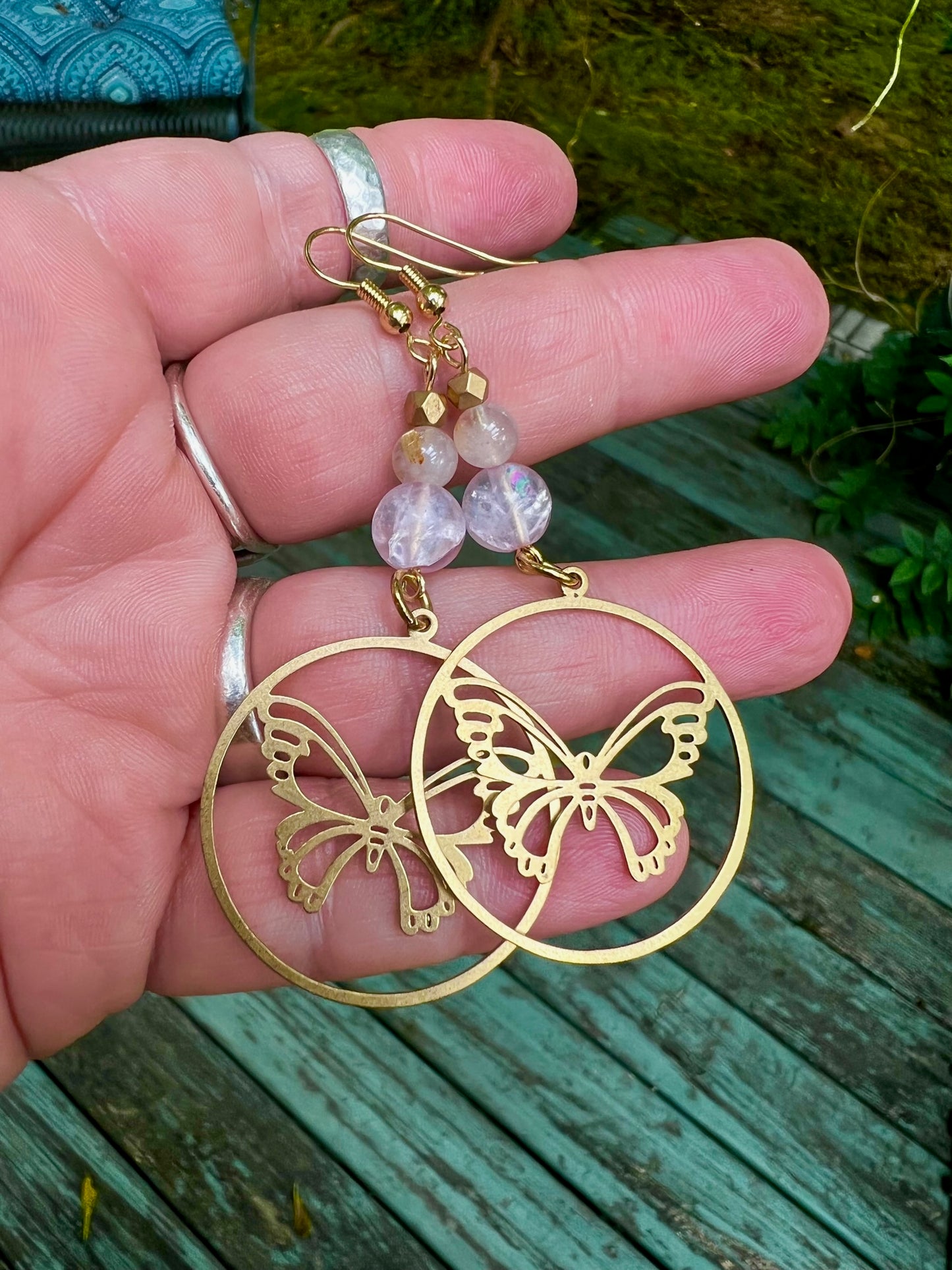 Breast Cancer Awareness Butterfly Earrings