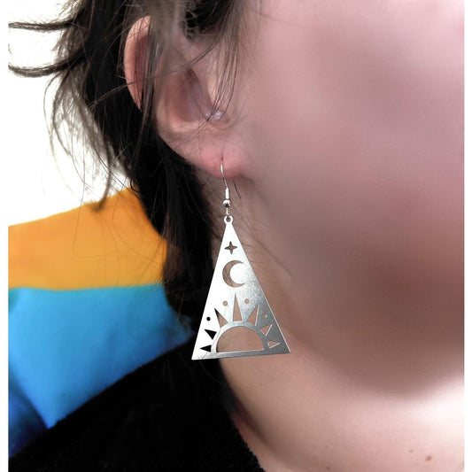 Sun and Moon Mystic Pyramid Earrings