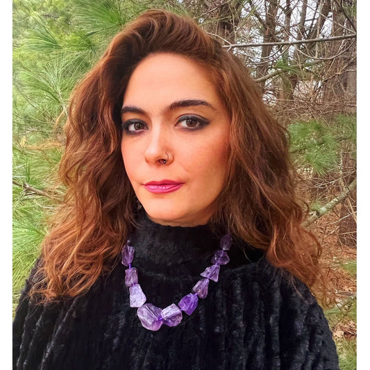 Raw Chunky Amethyst Necklace – Natural February Birthstone Jewelry by Kinley Jewelry