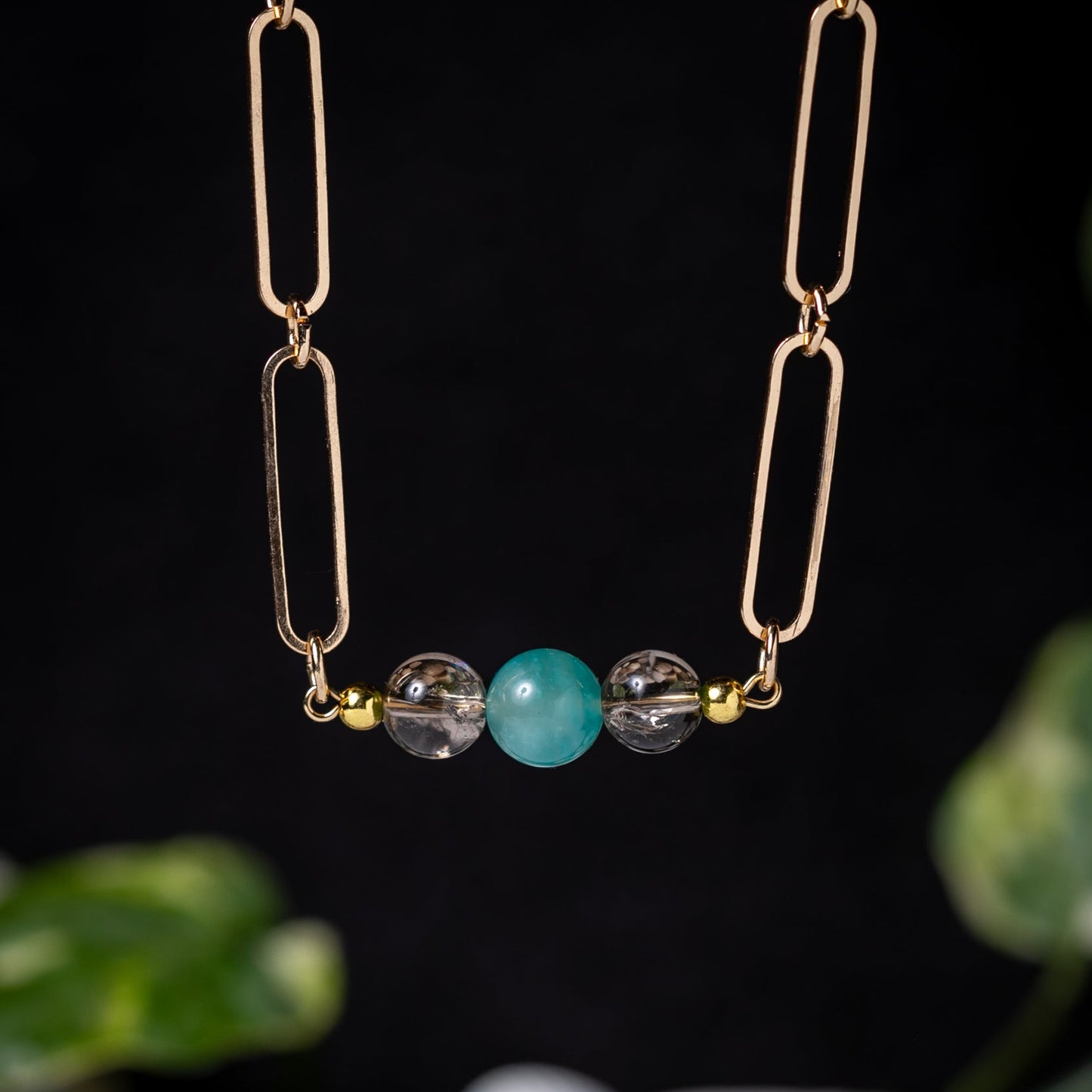 Smoky Quartz & Amazonite Triple Bead Necklace