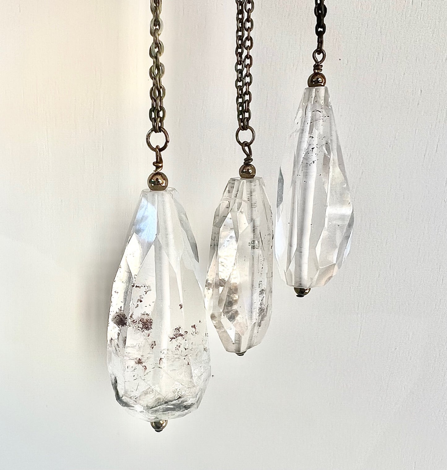 Clear Quartz Specimen Pendant Long Necklace