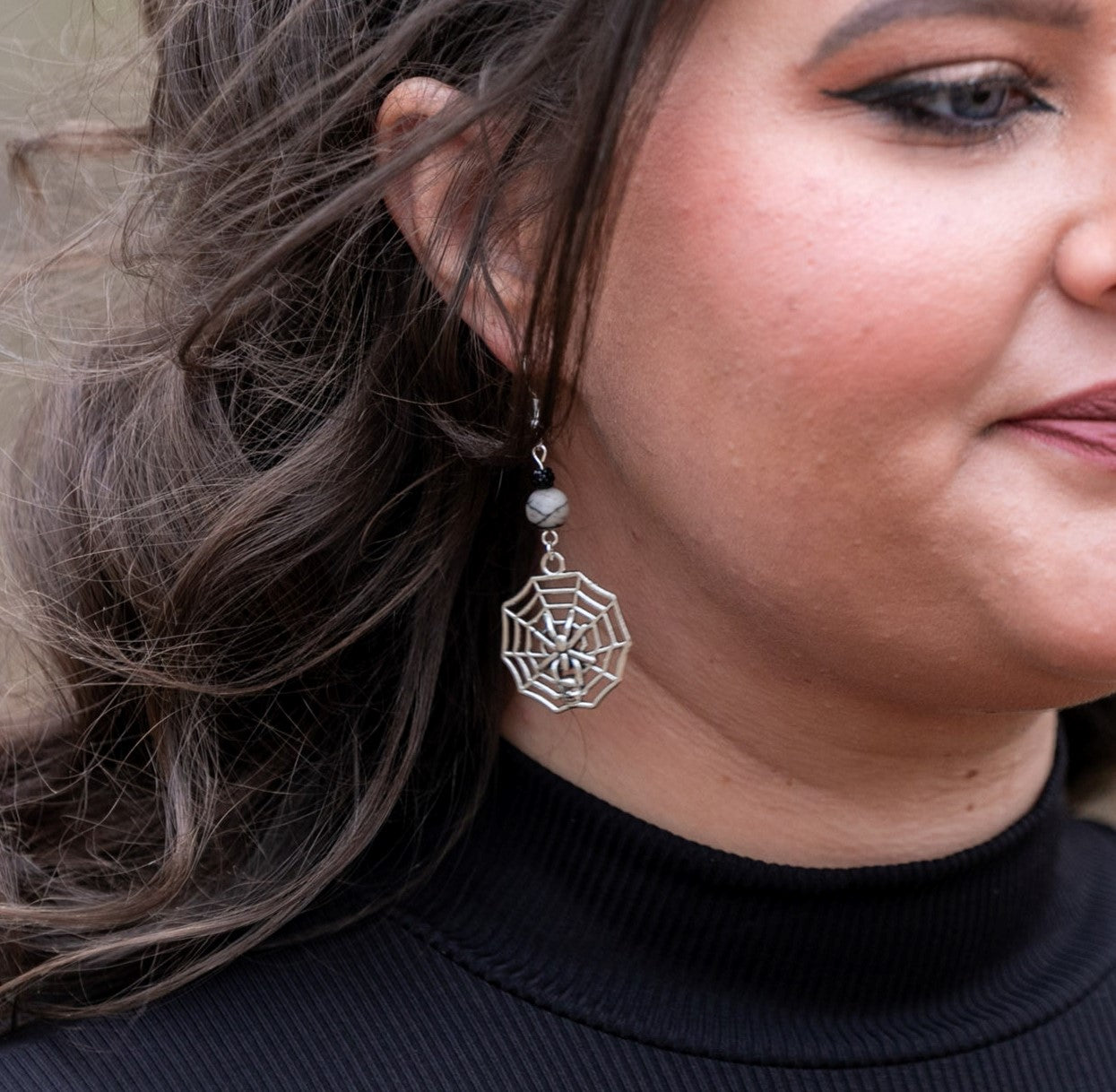 Spider Web with Jasper Earrings
