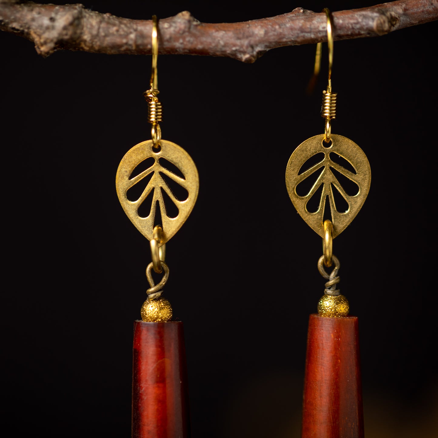 Horn and Leaf Earrings