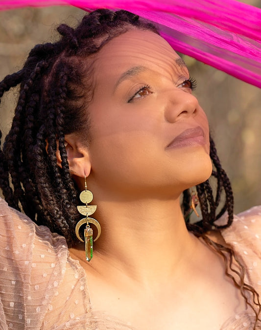 Aura Crystal Lunar Totem Earrings
