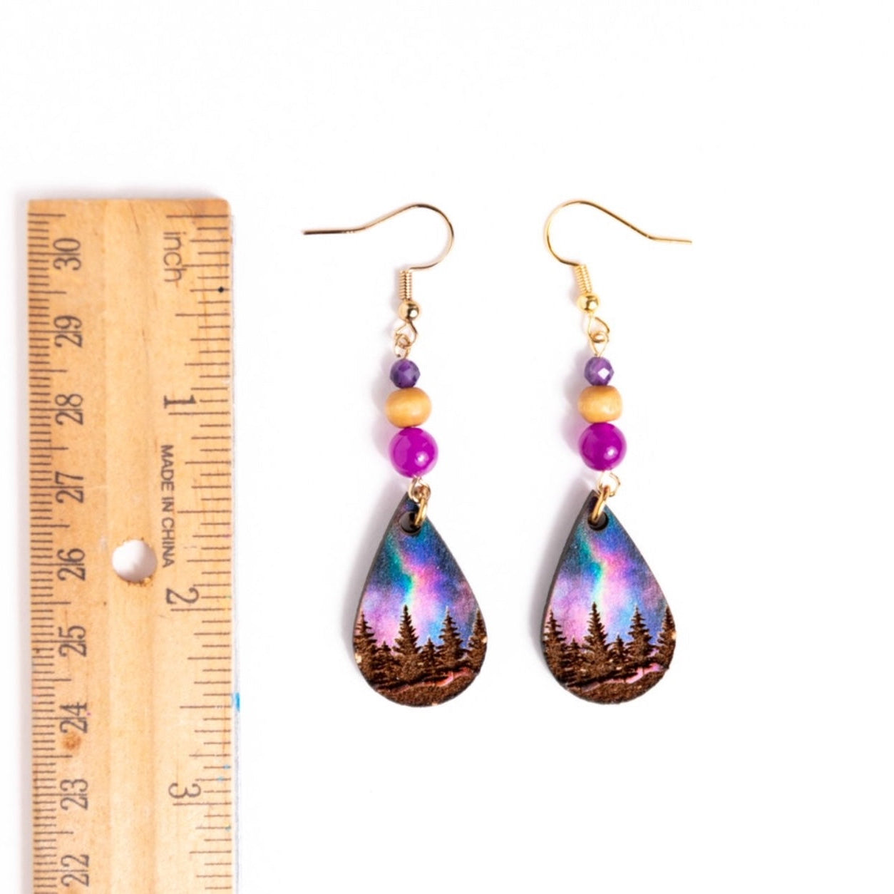 Purple Aurora Borealis Earrings – Iridescent Statement Jewelry by Kinley Jewelry