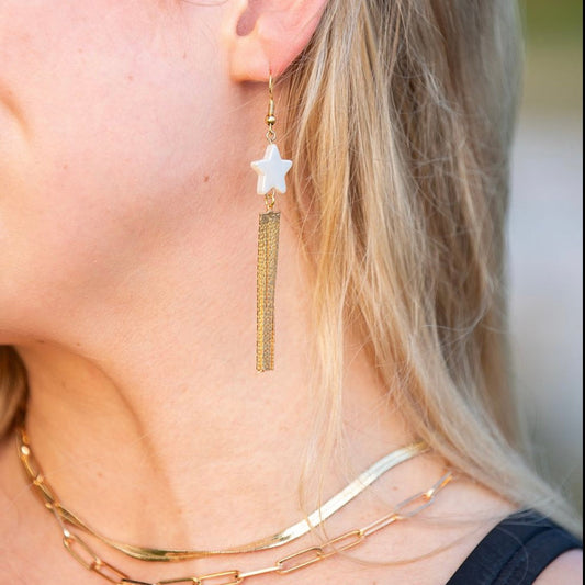 Shimmering Star Dangle Earrings