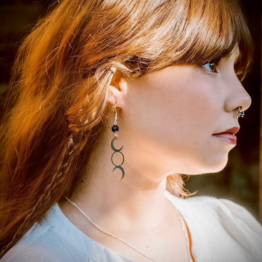 Three Moon Phase Earrings