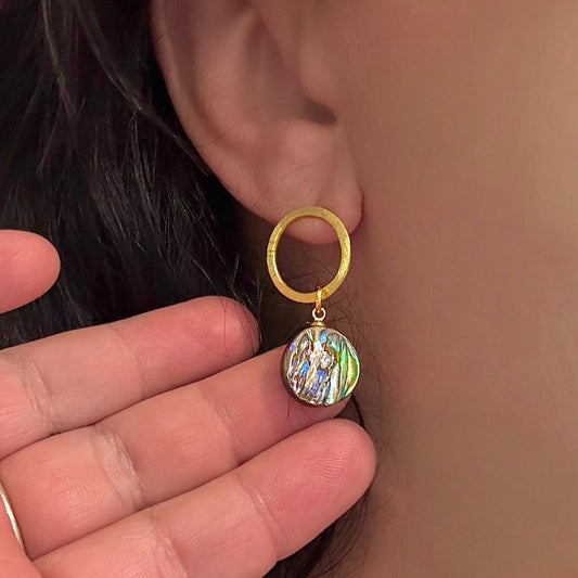Brushed by the Sea Abalone Earrings