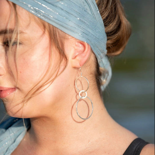 Sand Swept Triple Silver Rings