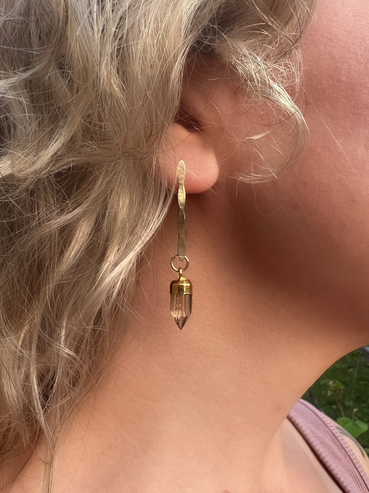 Copper Infused Quartz Point Earrings