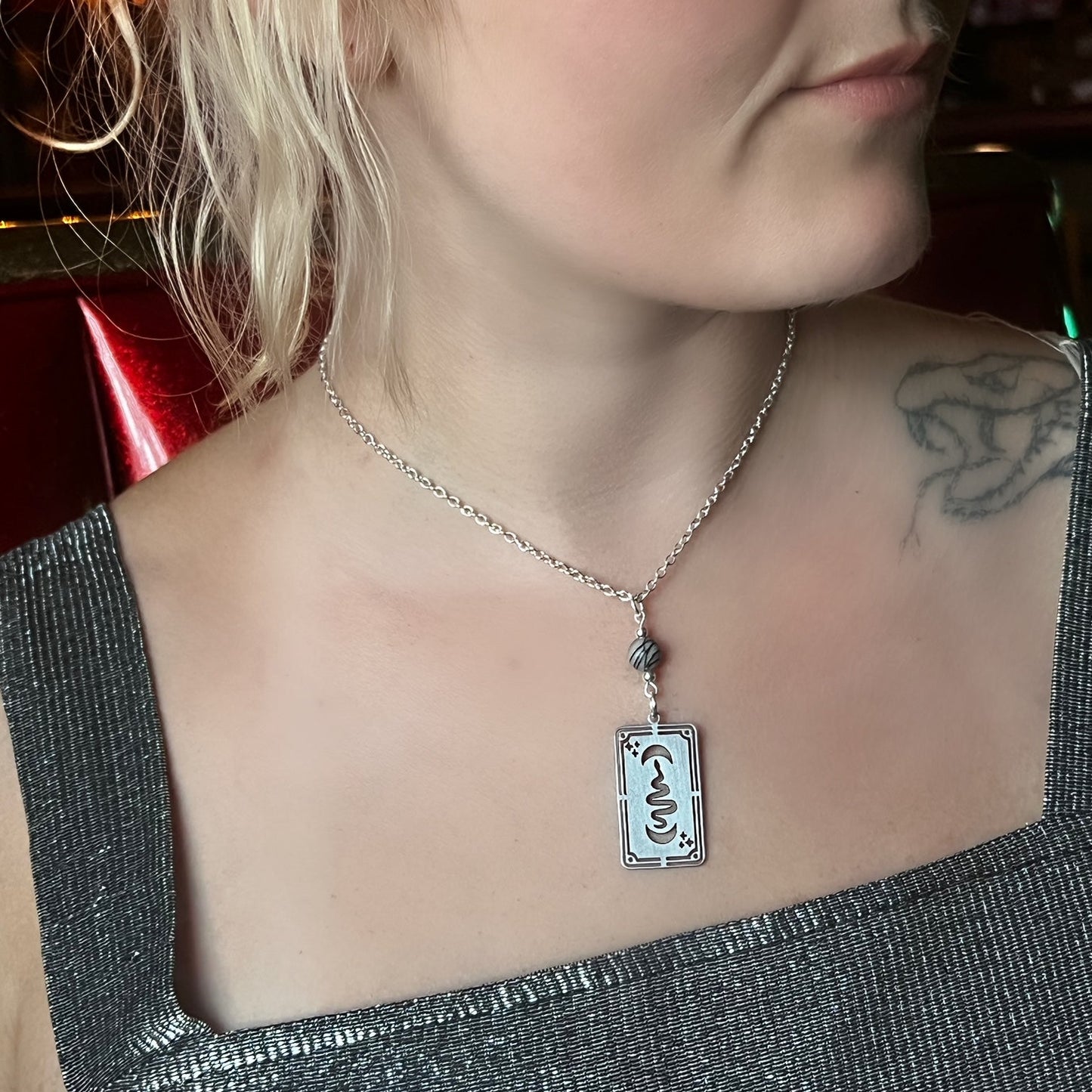 Luna Serpent Tarot Card Necklace
