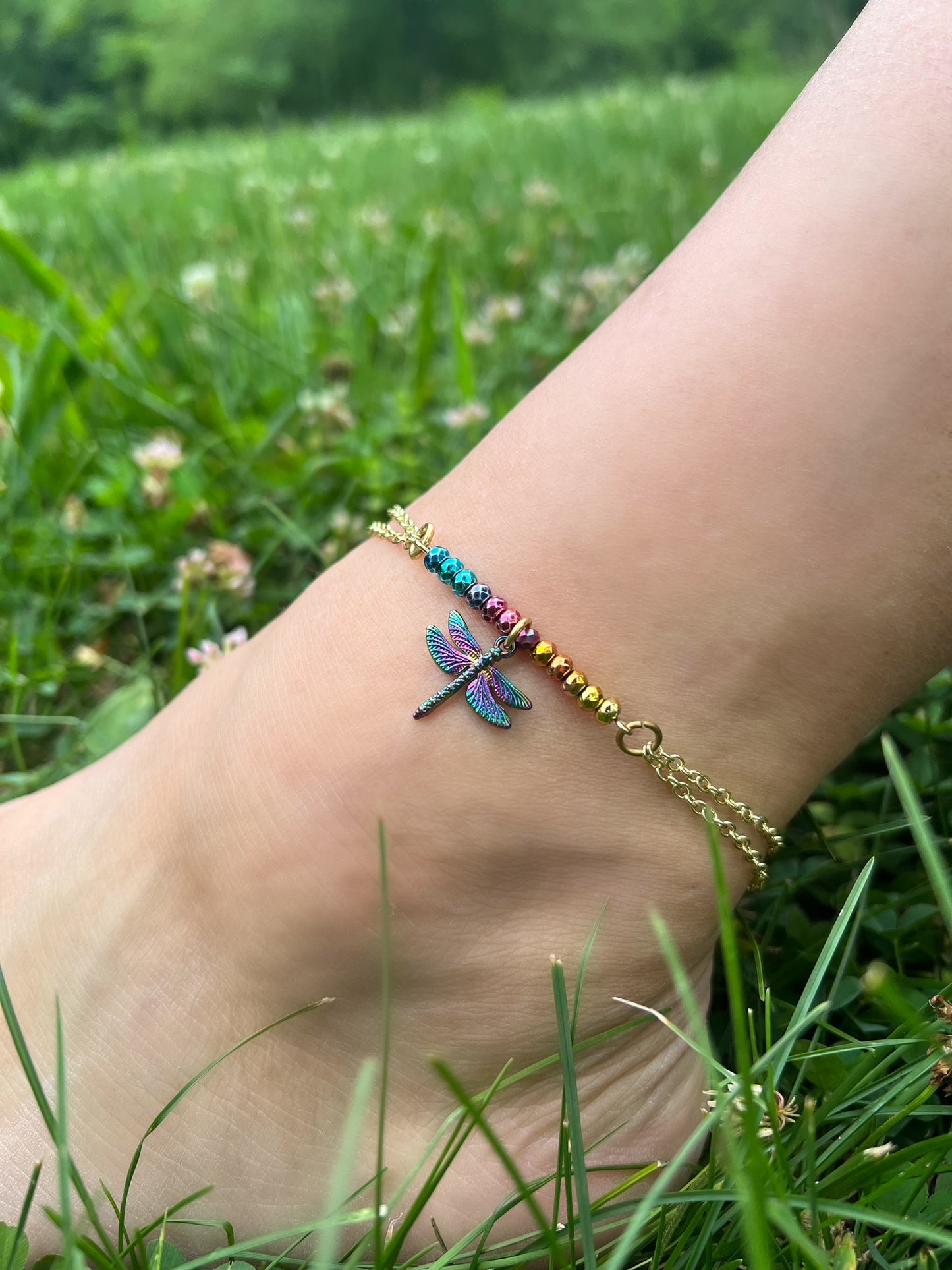 Colorful Dragonfly Anklet