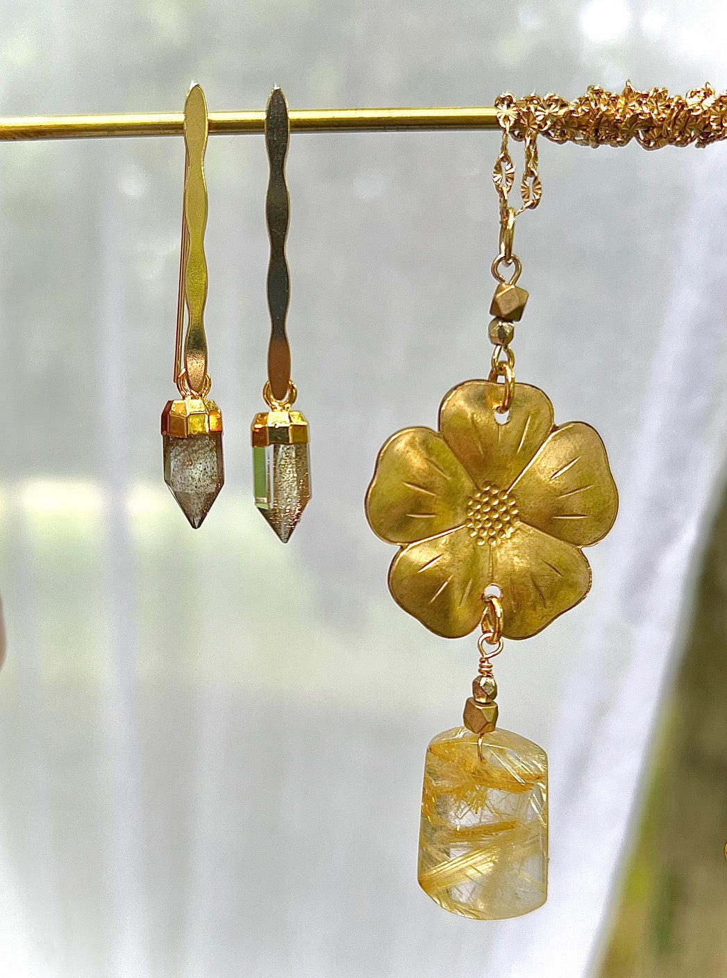 Copper Infused Quartz Point Earrings