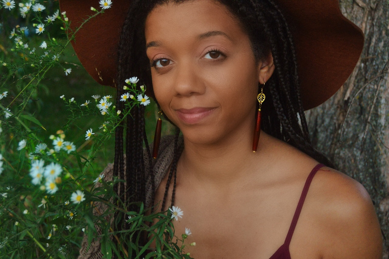 Horn and Leaf Earrings