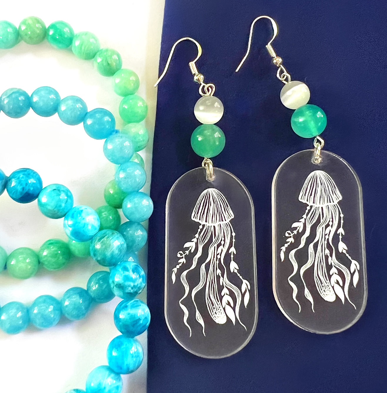 Crystal Clear Acrylic Earrings - Jellyfish