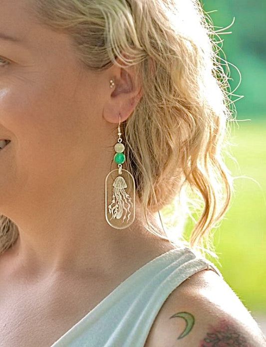 Crystal Clear Acrylic Earrings - Jellyfish