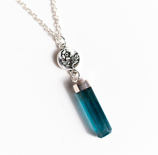 Blue Fluorite Floral Drop Necklace