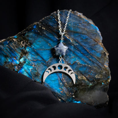 Eclipse Phases Crescent and Star Necklace