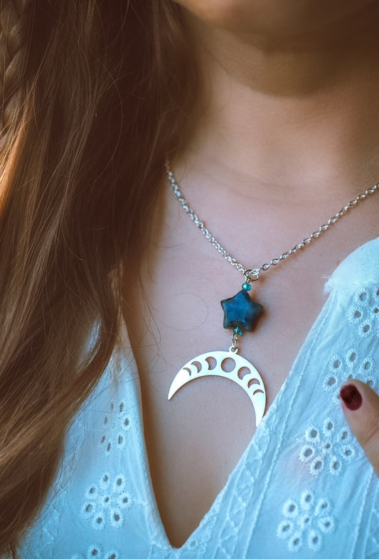 Eclipse Phases Crescent and Star Necklace