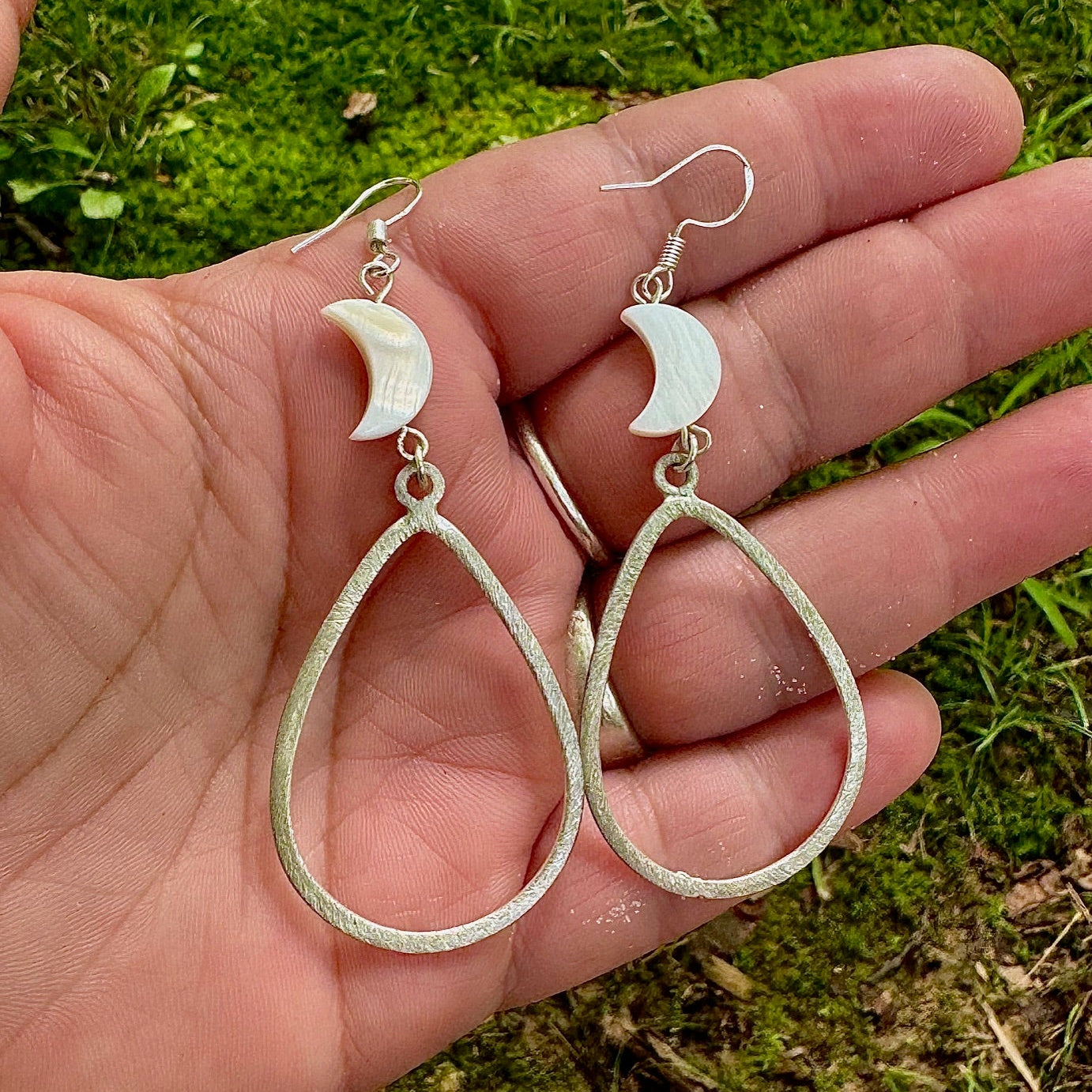 Pearlescent Tide Moon Earrings