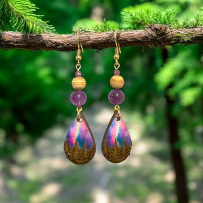 Purple Aurora Borealis Earrings – Iridescent Statement Jewelry by Kinley Jewelry