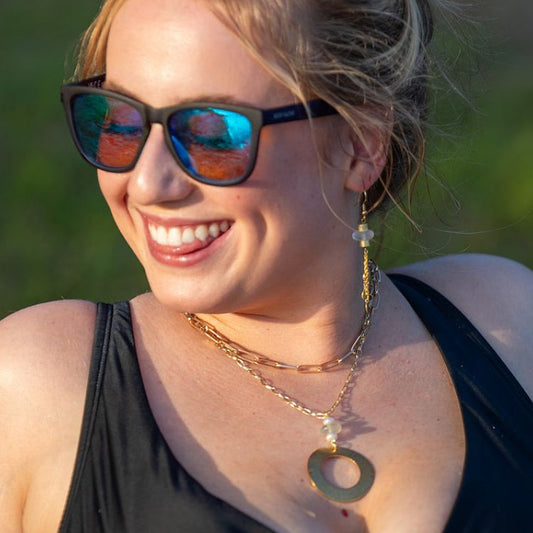 White Sea Glass Tassel Earrings
