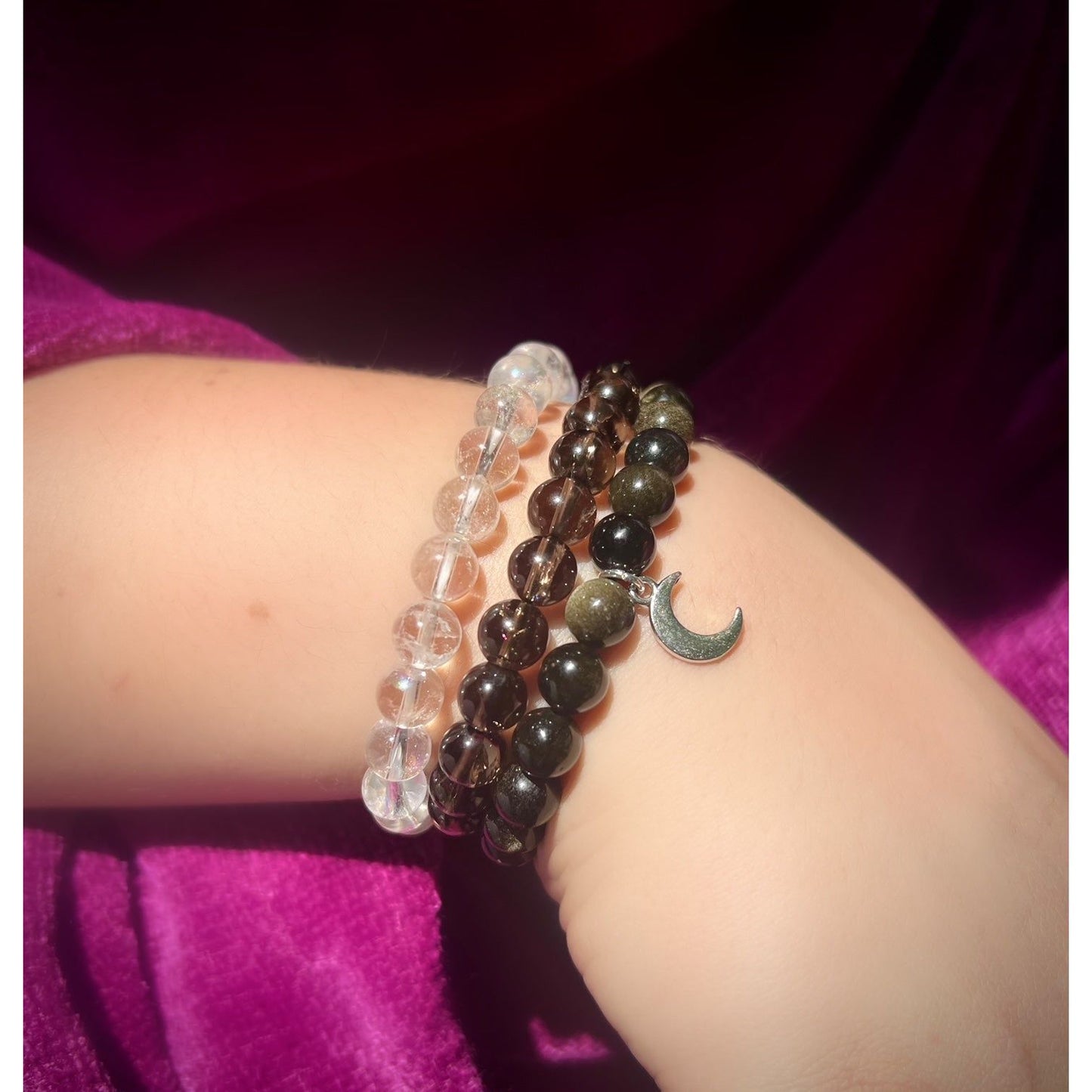 The Shadow Caster Set of 3 Gemstone Bracelets